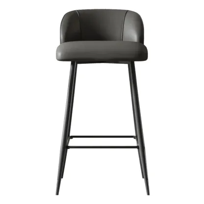 Orange Leather Footrest Low Back Upholstered Bar Stool Image - 8