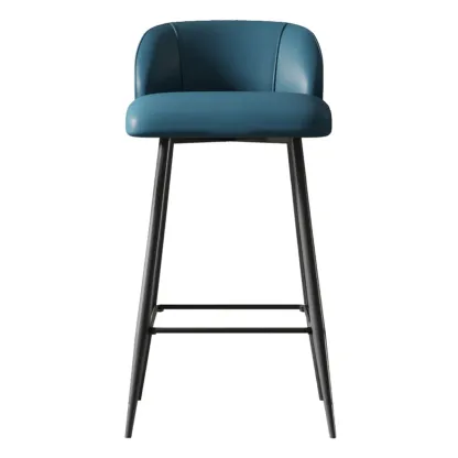 Orange Leather Footrest Low Back Upholstered Bar Stool Image - 9