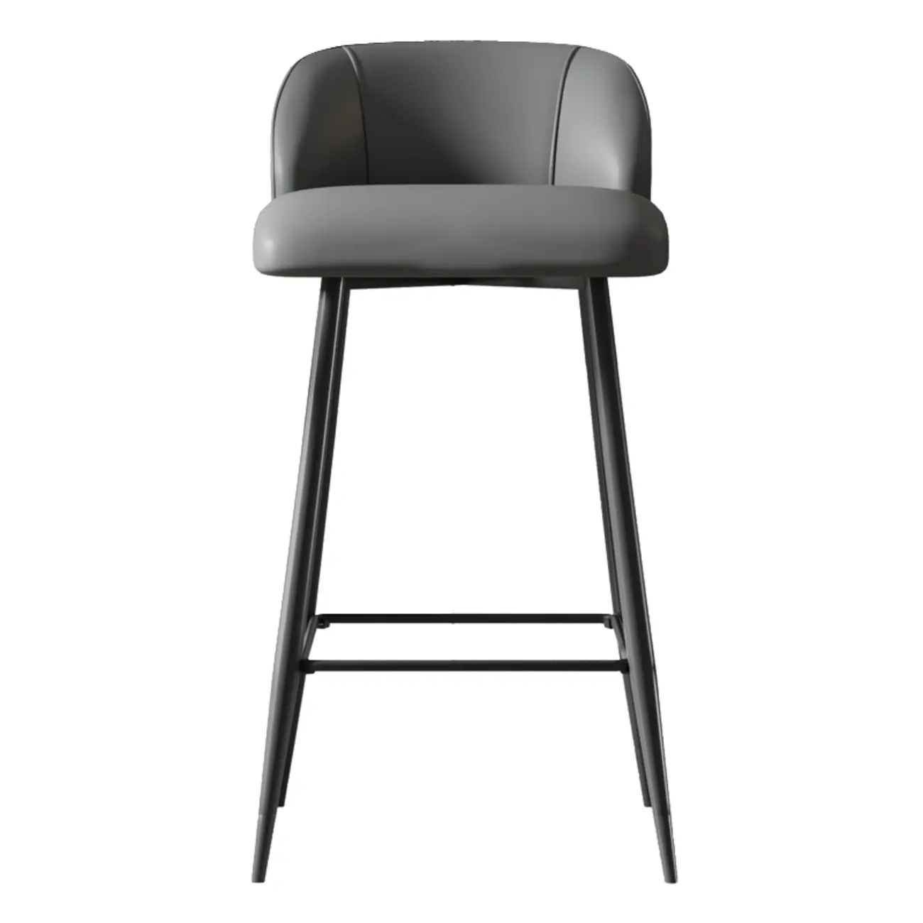 Orange Leather Footrest Low Back Upholstered Bar Stool Image - 11 | homeyfad