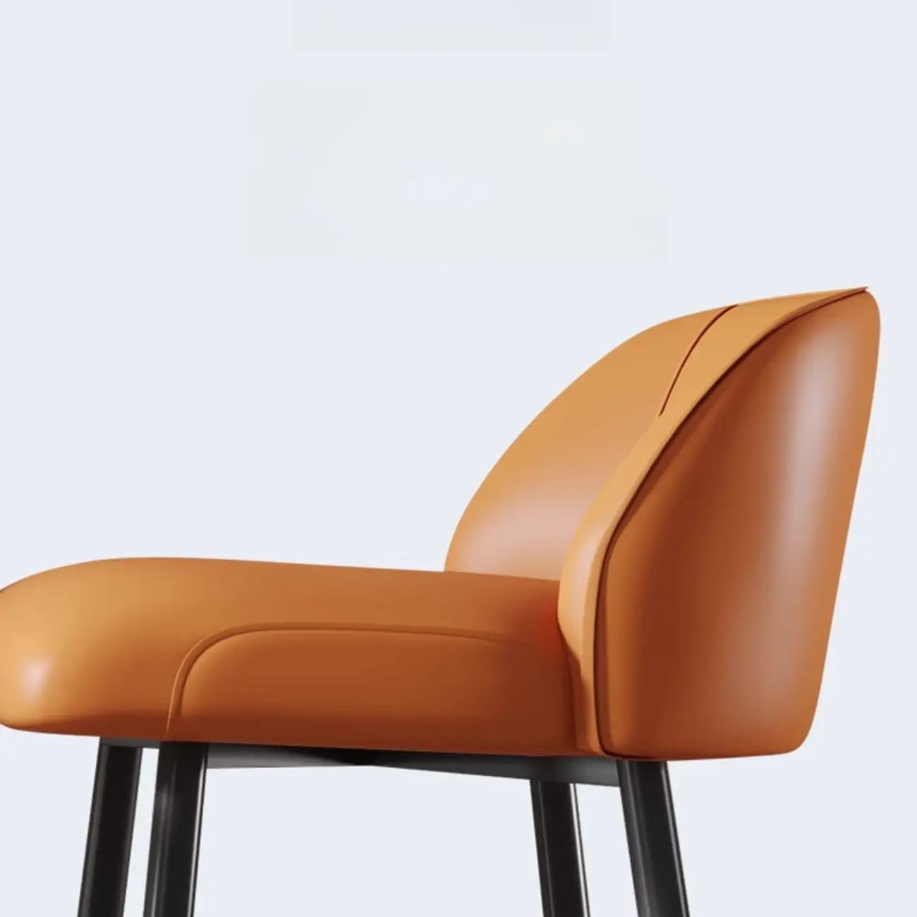 Orange Leather Footrest Low Back Upholstered Bar Stool Image - 12 | homeyfad