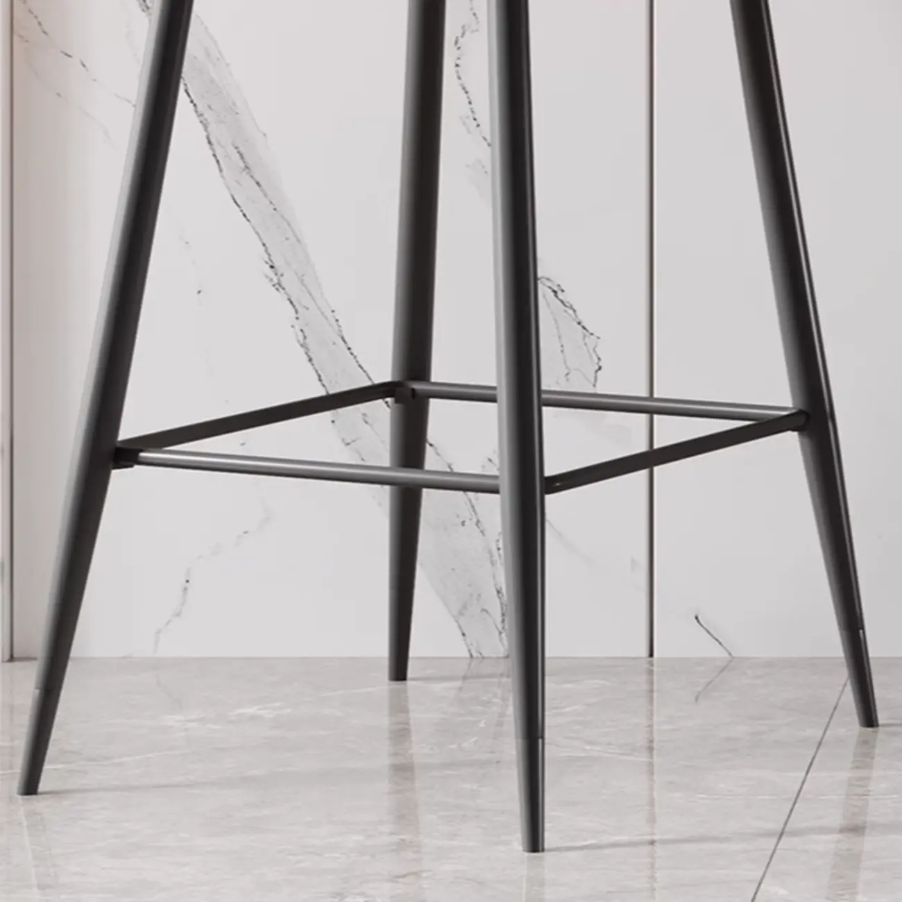 Orange Leather Footrest Low Back Upholstered Bar Stool Image - 10 | homeyfad