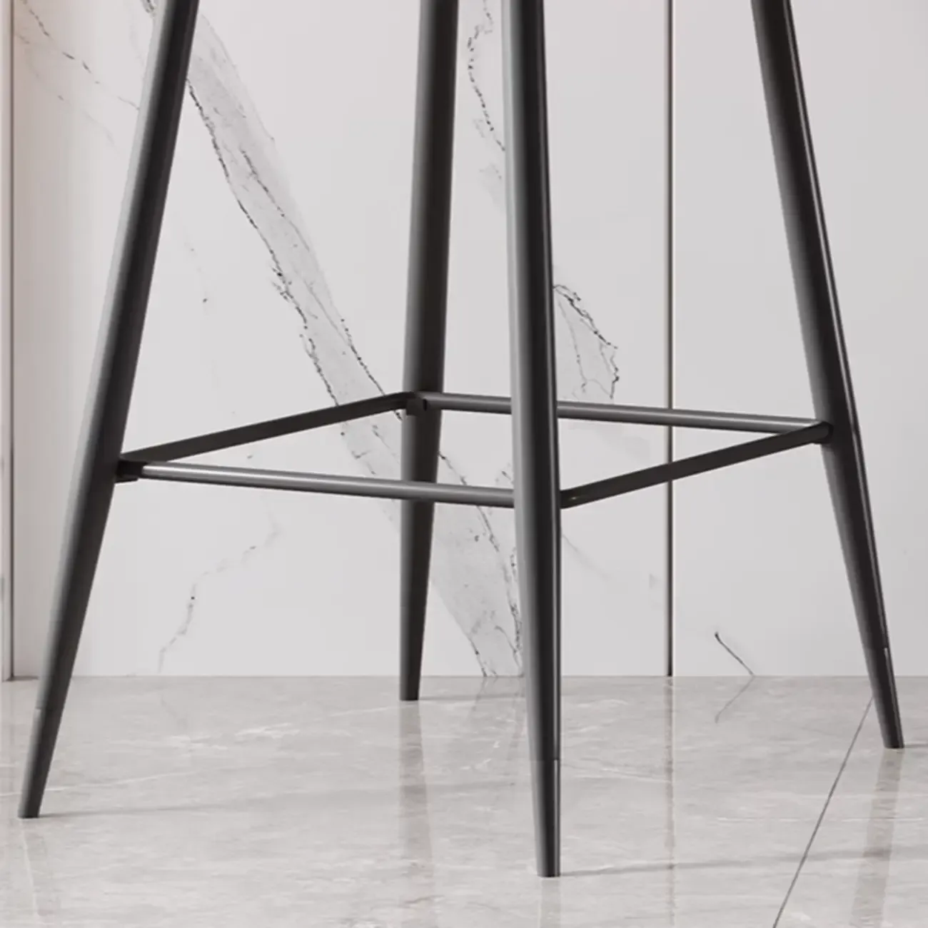 Orange Leather Footrest Low Back Upholstered Bar Stool Image - 10