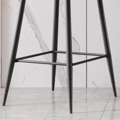 Orange Leather Footrest Low Back Upholstered Bar Stool Image - 10