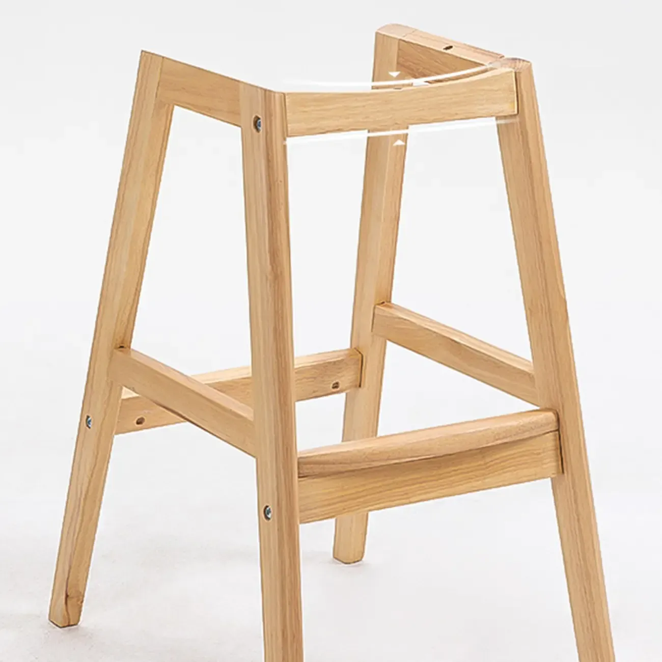 Scandinavian Wood Frame Leather Ergonomic Bucket Bar Stool Image - 13