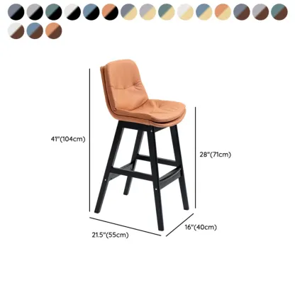 Scandinavian Wood Frame Leather Ergonomic Bucket Bar Stool #size