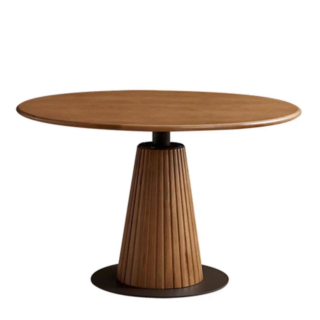 Simplistic Natural Ash Wood Round Dining Table Image - 2