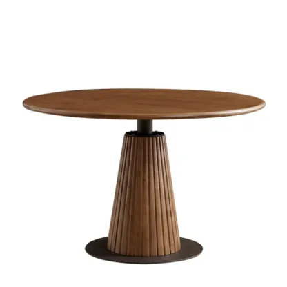 Simplistic Natural Ash Wood Round Dining Table Image - 3