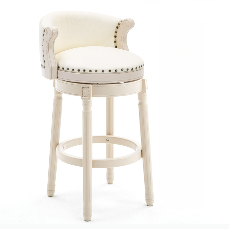 Solid Wood Genuine Leather Swivel Counter Height Bar Stools | homeyfad