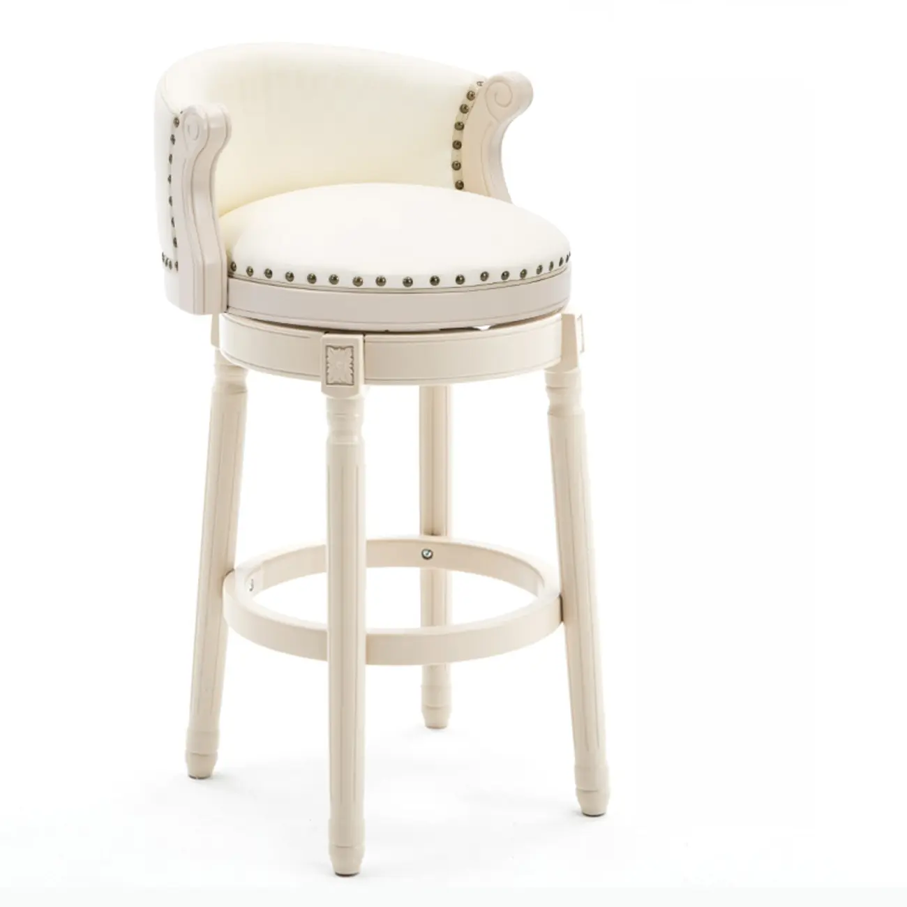 Solid Wood Leather Swivel Counter Stools with Backs Image - 22 | homeyfad