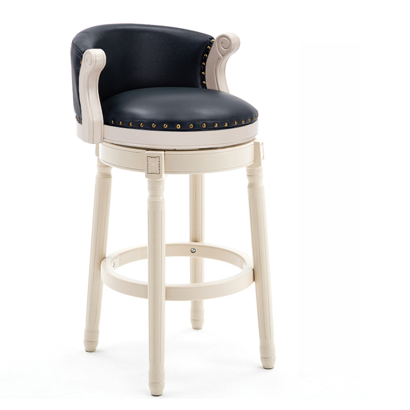 Solid Wood Genuine Leather Swivel Counter Height Bar Stools | homeyfad