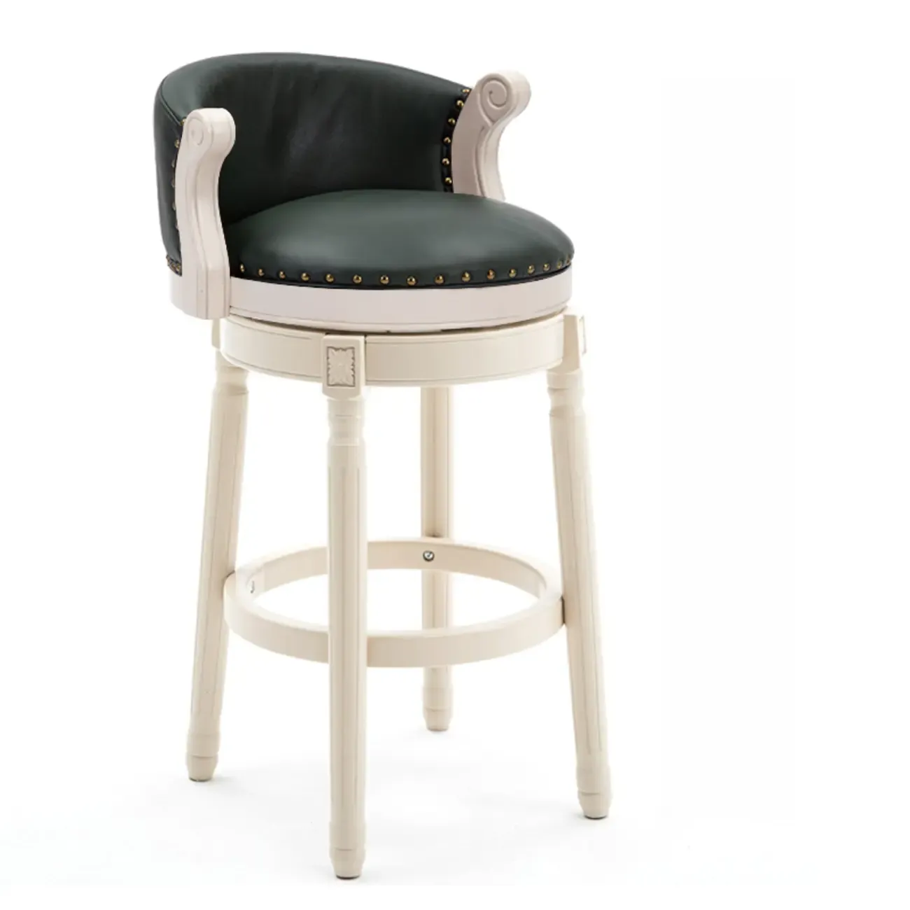 Solid Wood Leather Swivel Counter Stools with Backs Image - 20