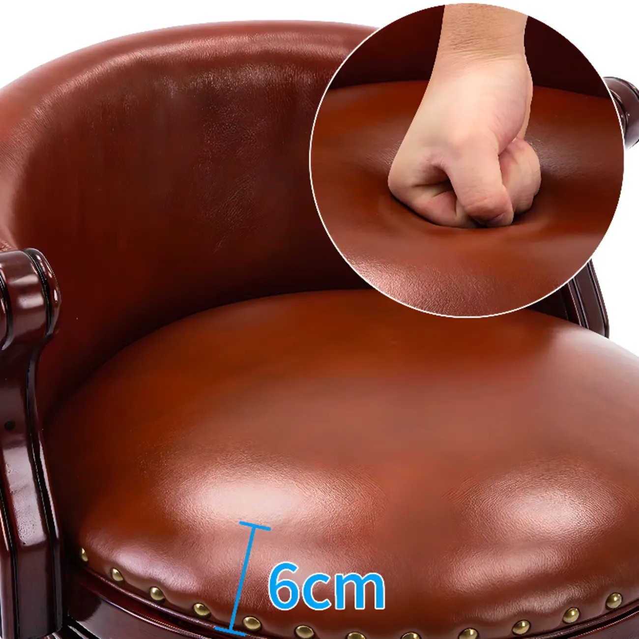 Solid Wood Leather Swivel Counter Stools with Backs Image - 11