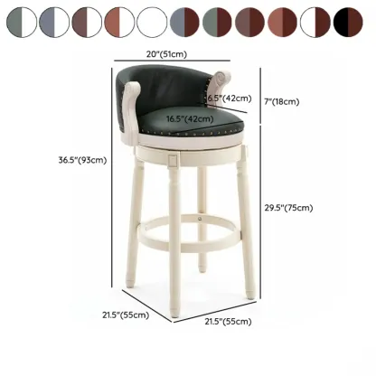 Solid Wood Leather Swivel Counter Stools with Backs #size