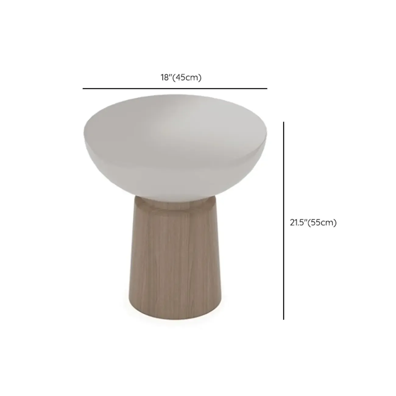 Chic Tray Top Rounded Ash Wood Shelf Coffee Table #size