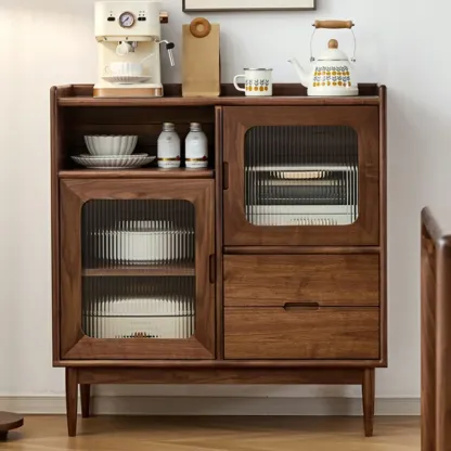 Contemporary Wood Sepia Storage Sideboard with Drawers Image - 1