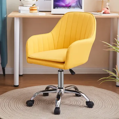 Sleek Grey Leather Swivel Office Chair Image - 6