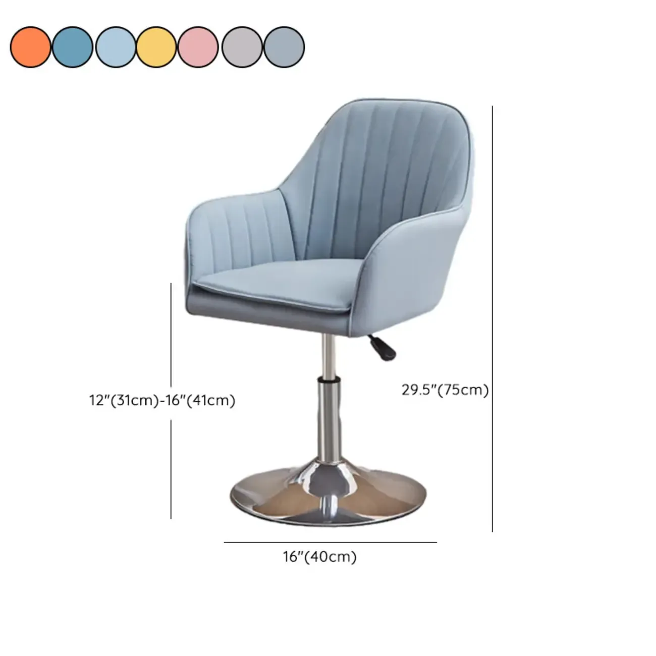 Sleek Grey Leather Swivel Office Chair Image - 20