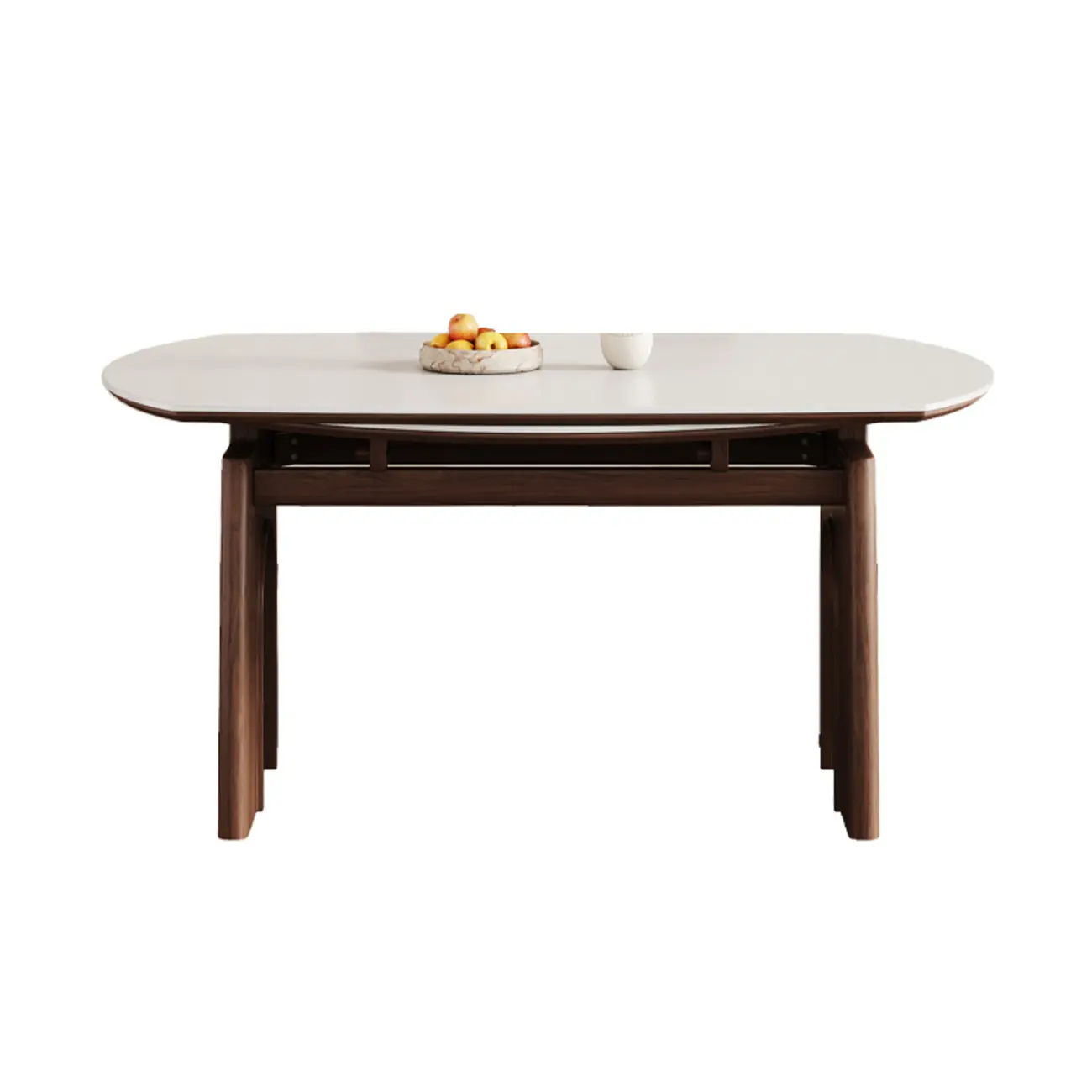 White Stone Wood Round Extendable Dining Table Image - 5 | homeyfad