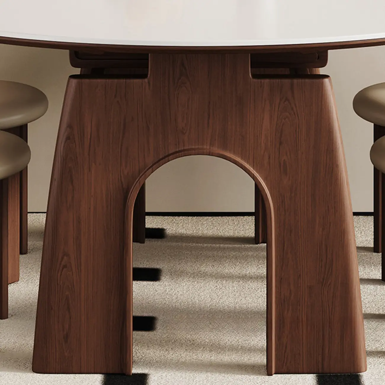 White Stone Wood Round Extendable Dining Table Image - 7 | homeyfad