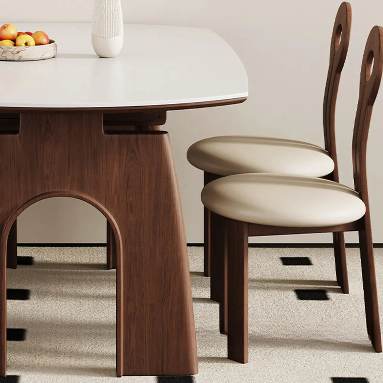 White Stone Wood Round Extendable Dining Table Image - 9 | homeyfad