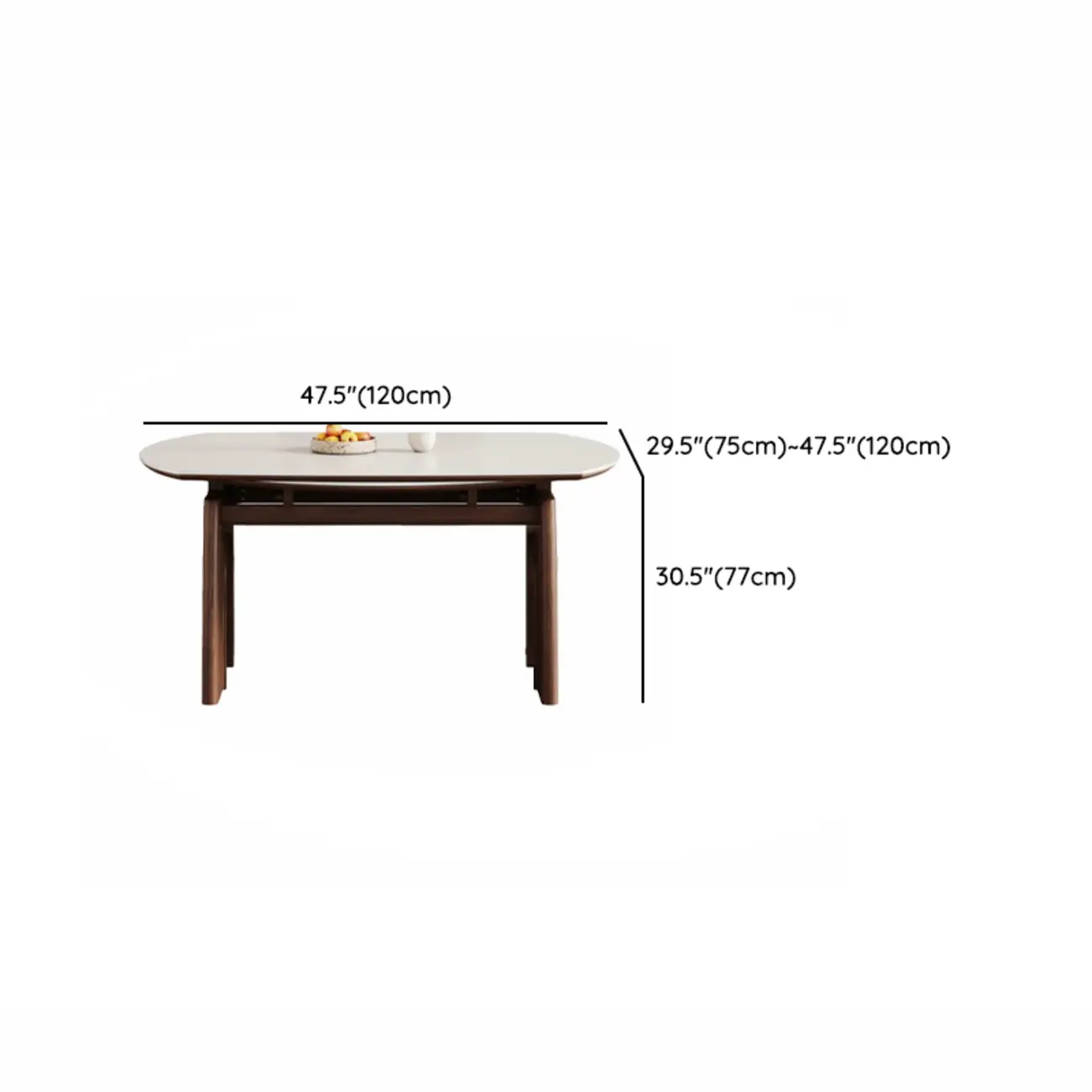 White Stone Wood Round Extendable Dining Table #size | homeyfad