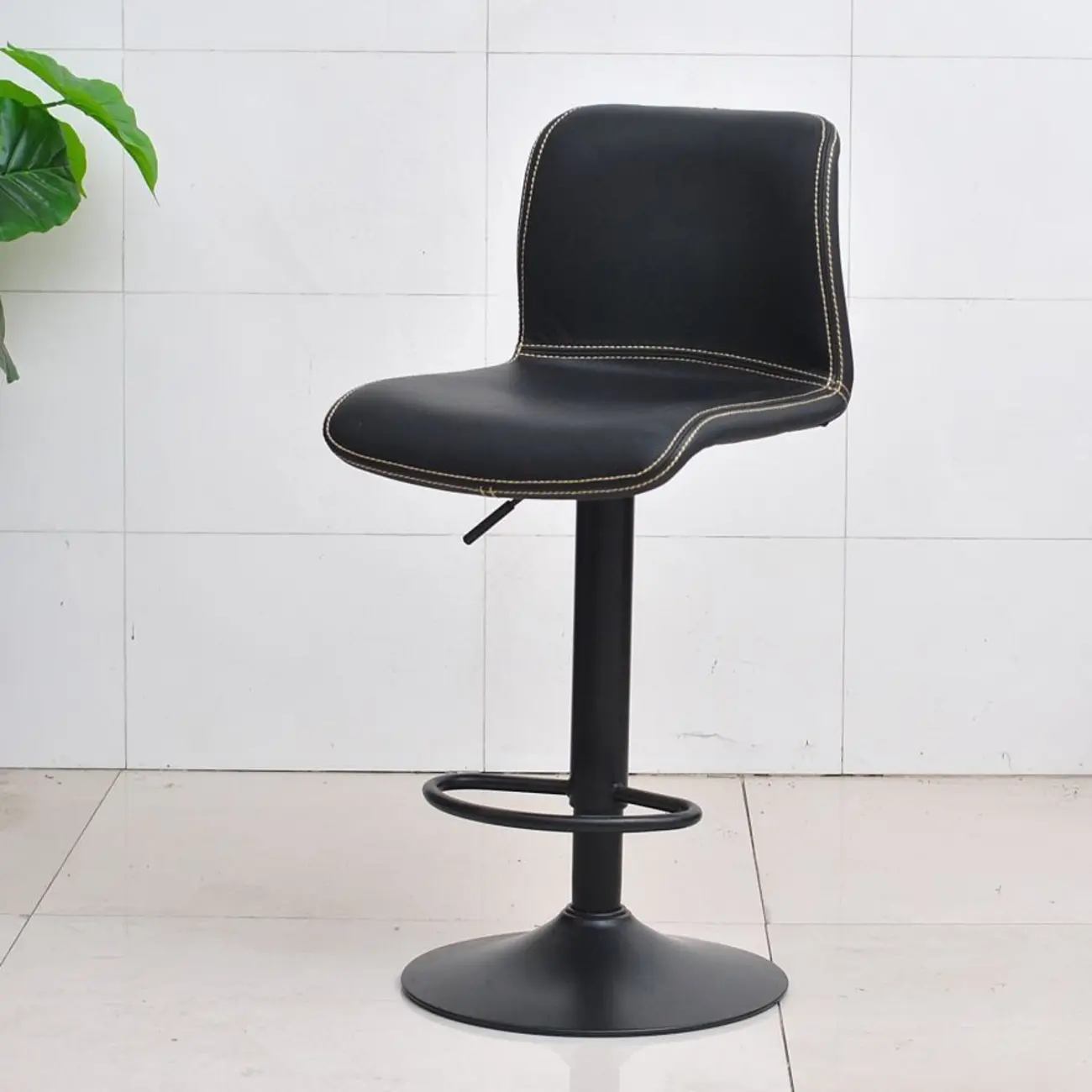 Leather Low Back Adjustable Swivel Sleek Bar Stools Image - 9 | homeyfad