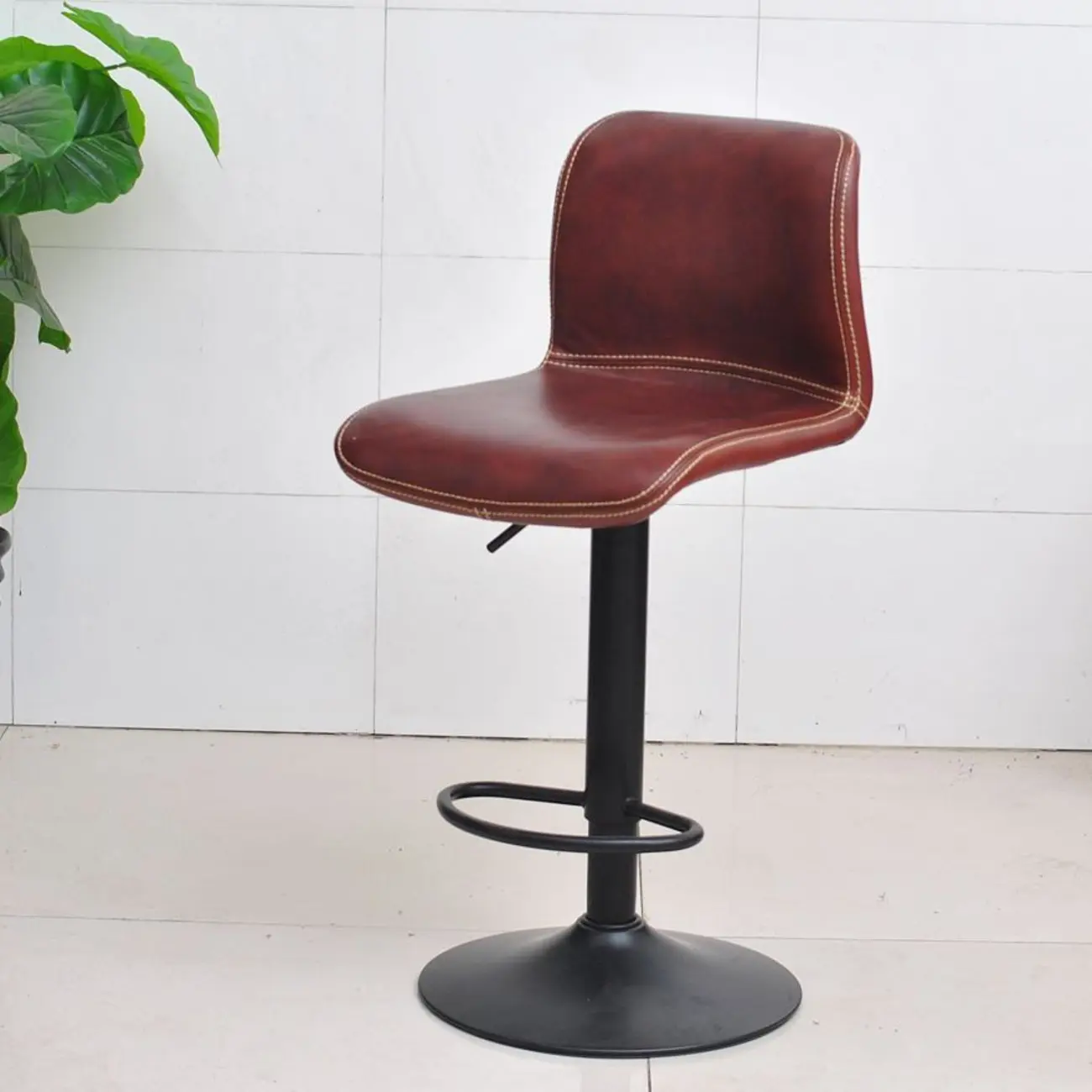 Leather Low Back Adjustable Swivel Sleek Bar Stools Image - 17 | homeyfad