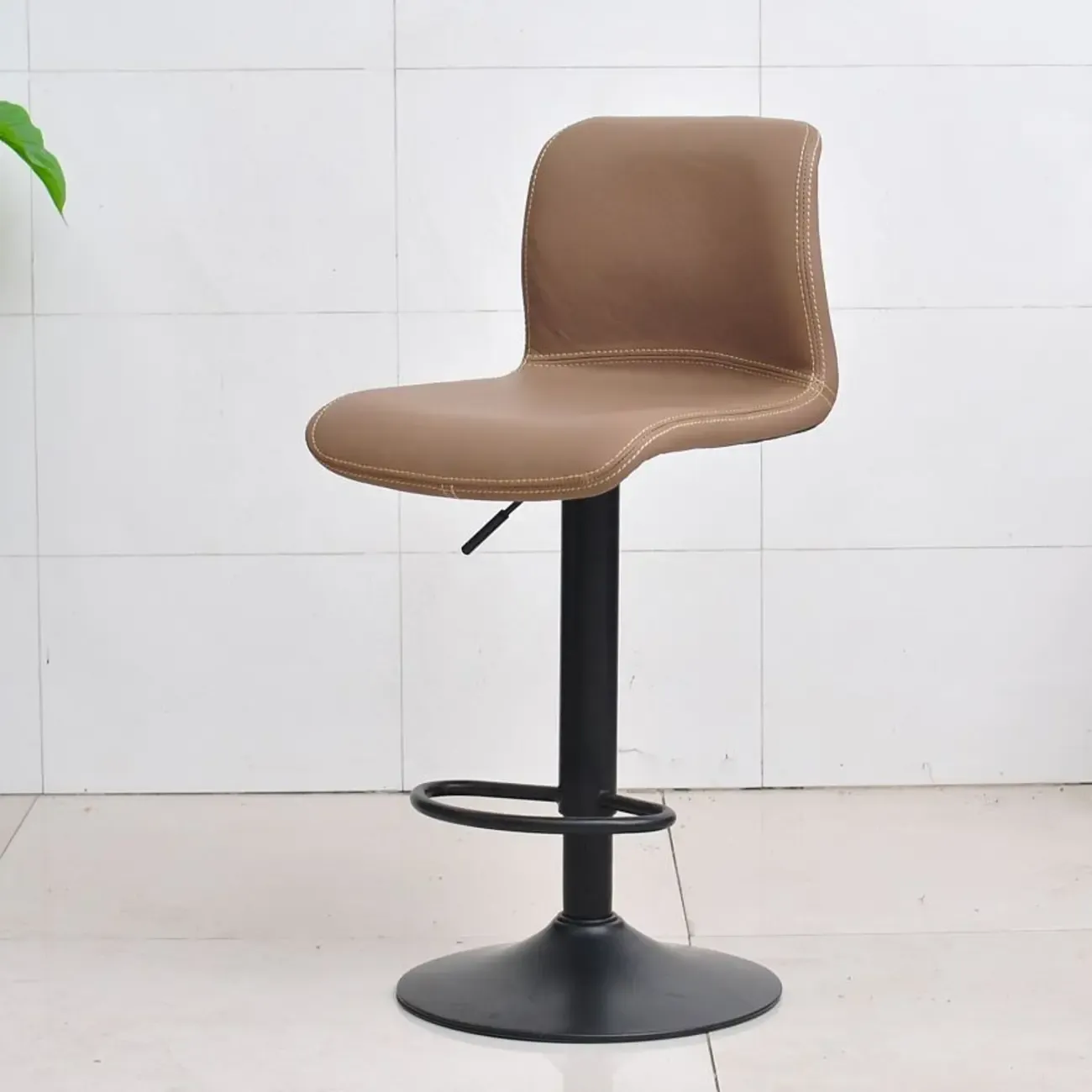 Leather Low Back Adjustable Swivel Sleek Bar Stools Image - 10