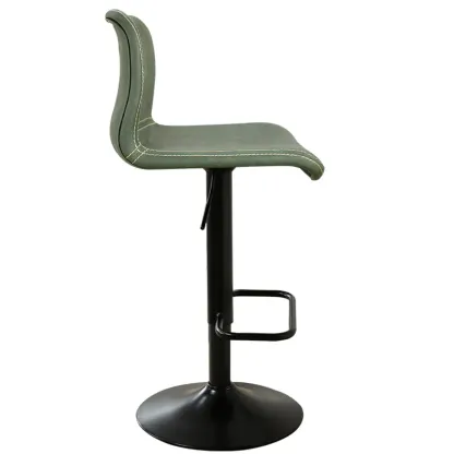 Leather Low Back Adjustable Swivel Sleek Bar Stools Image - 15