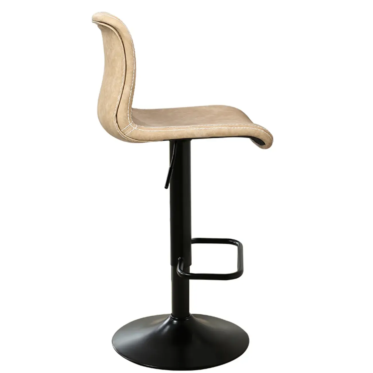 Leather Low Back Adjustable Swivel Sleek Bar Stools Image - 16