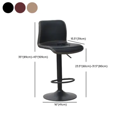 Leather Low Back Adjustable Swivel Sleek Bar Stools #size
