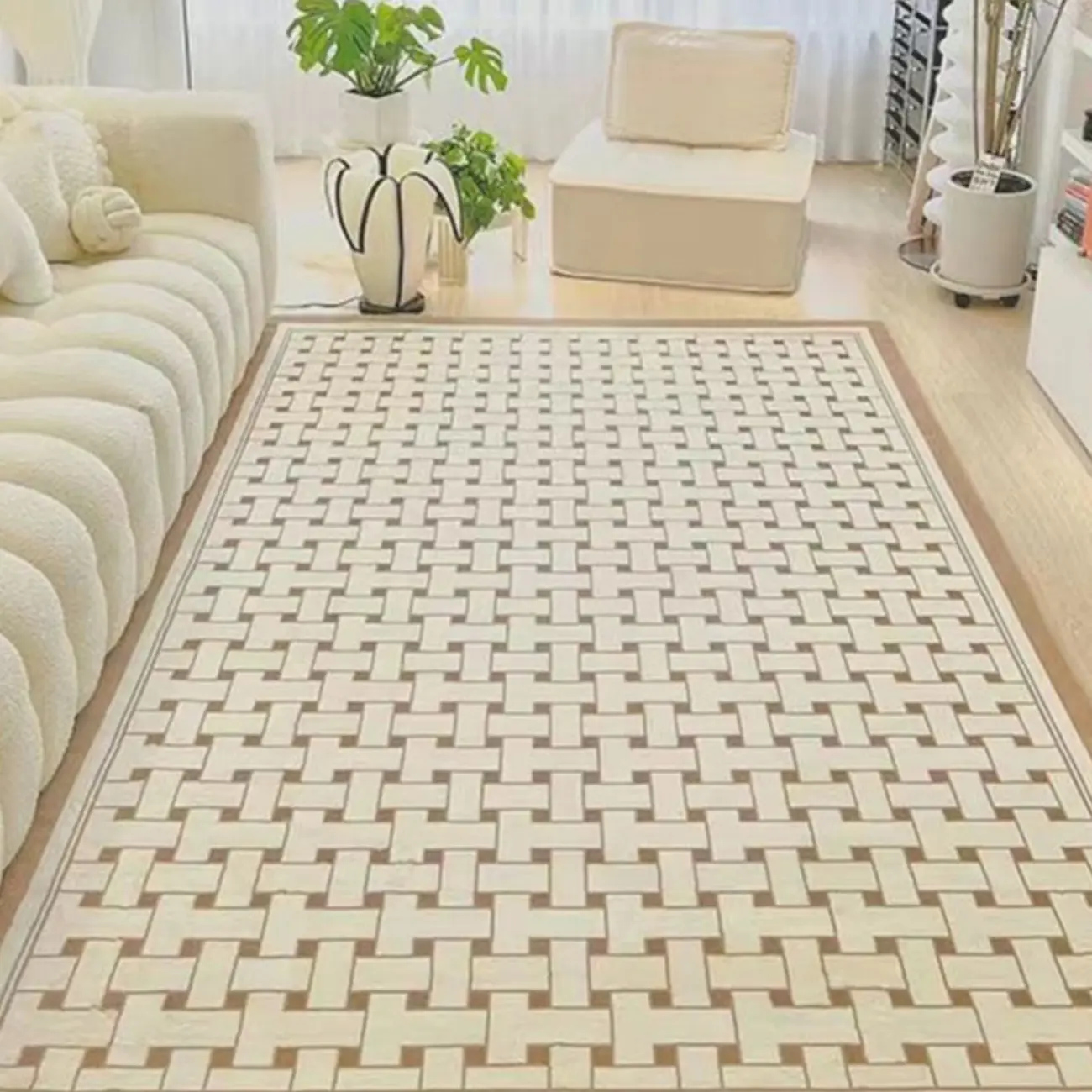 Trendy Easy Care Checkered Rectangle Area Rug Image - 1 | homeyfad