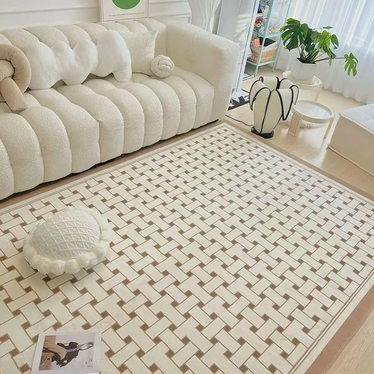 Trendy Easy Care Checkered Rectangle Area Rug Image - 2 | homeyfad