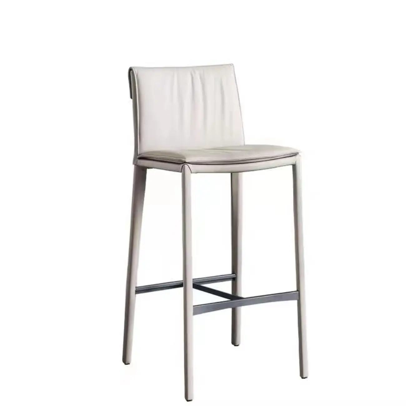 Modern 4-Leg Trestle Footrest Low Back Bar Stools Image - 7 | homeyfad