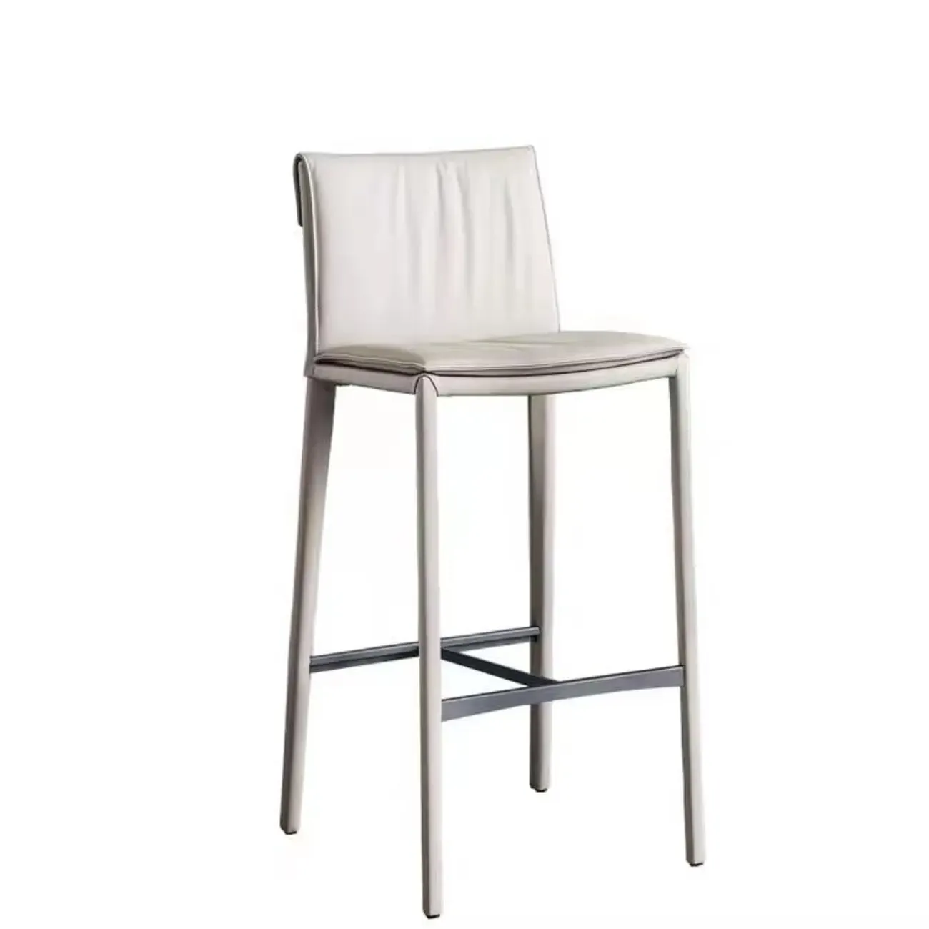 Modern 4-Leg Trestle Footrest Low Back Bar Stools Image - 7