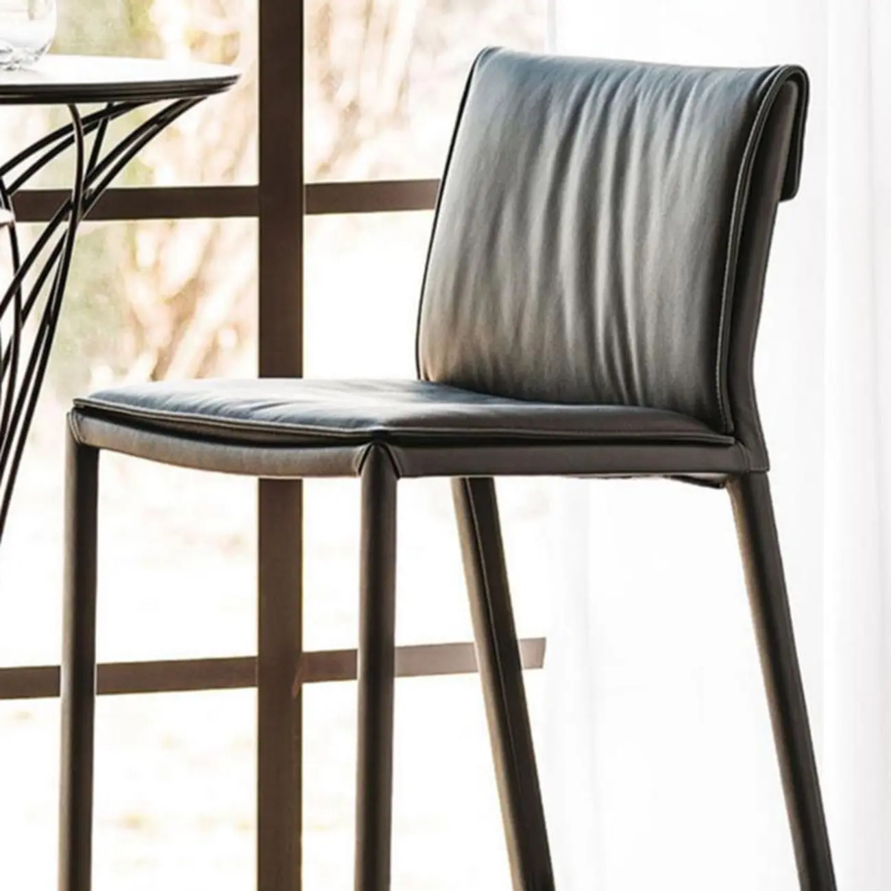 Modern 4-Leg Trestle Footrest Low Back Bar Stools Image - 8 | homeyfad