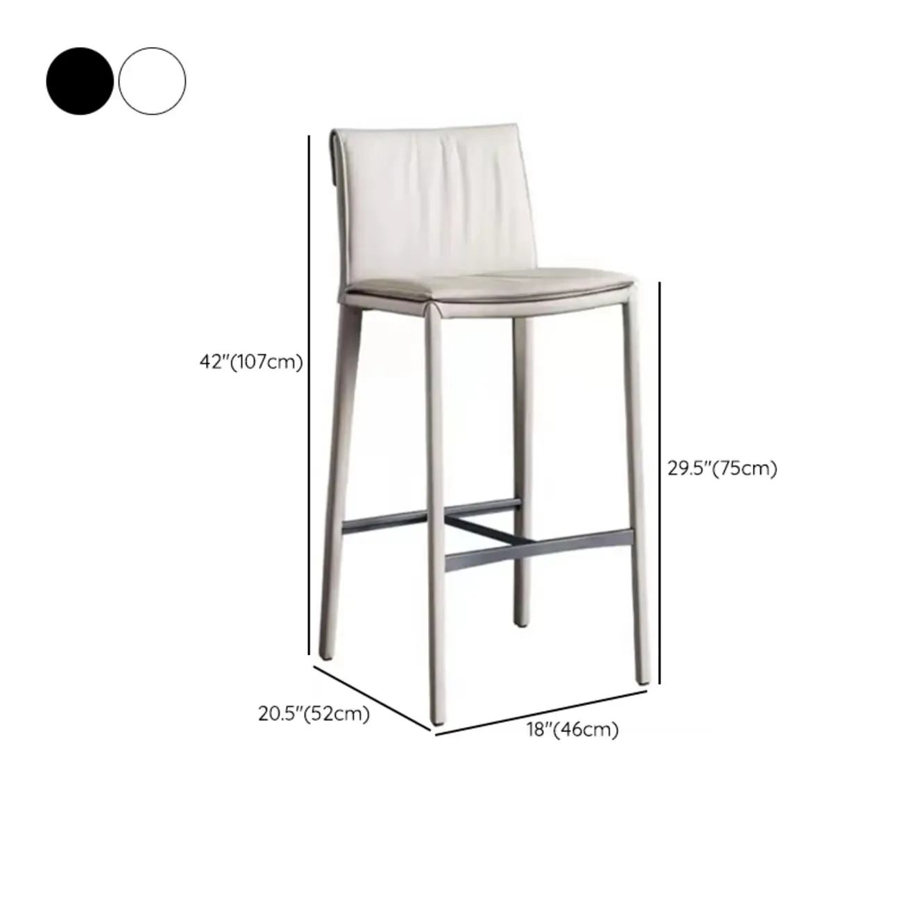 Modern 4-Leg Trestle Footrest Low Back Bar Stools Image - 12