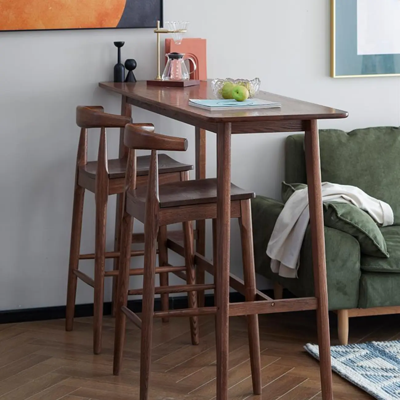 Rustic Wooden Bar Stool with Ergonomic Design Image - 3 | homeyfad