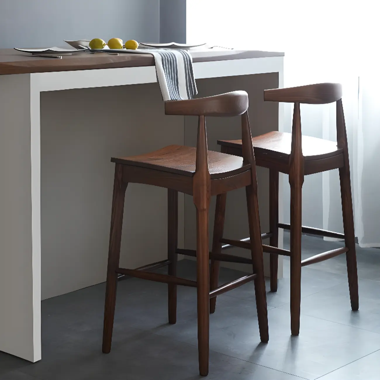 Rustic Wooden Bar Stool with Ergonomic Design Image - 4 | homeyfad