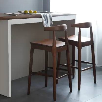 Rustic Wooden Bar Stool with Ergonomic Design Image - 4