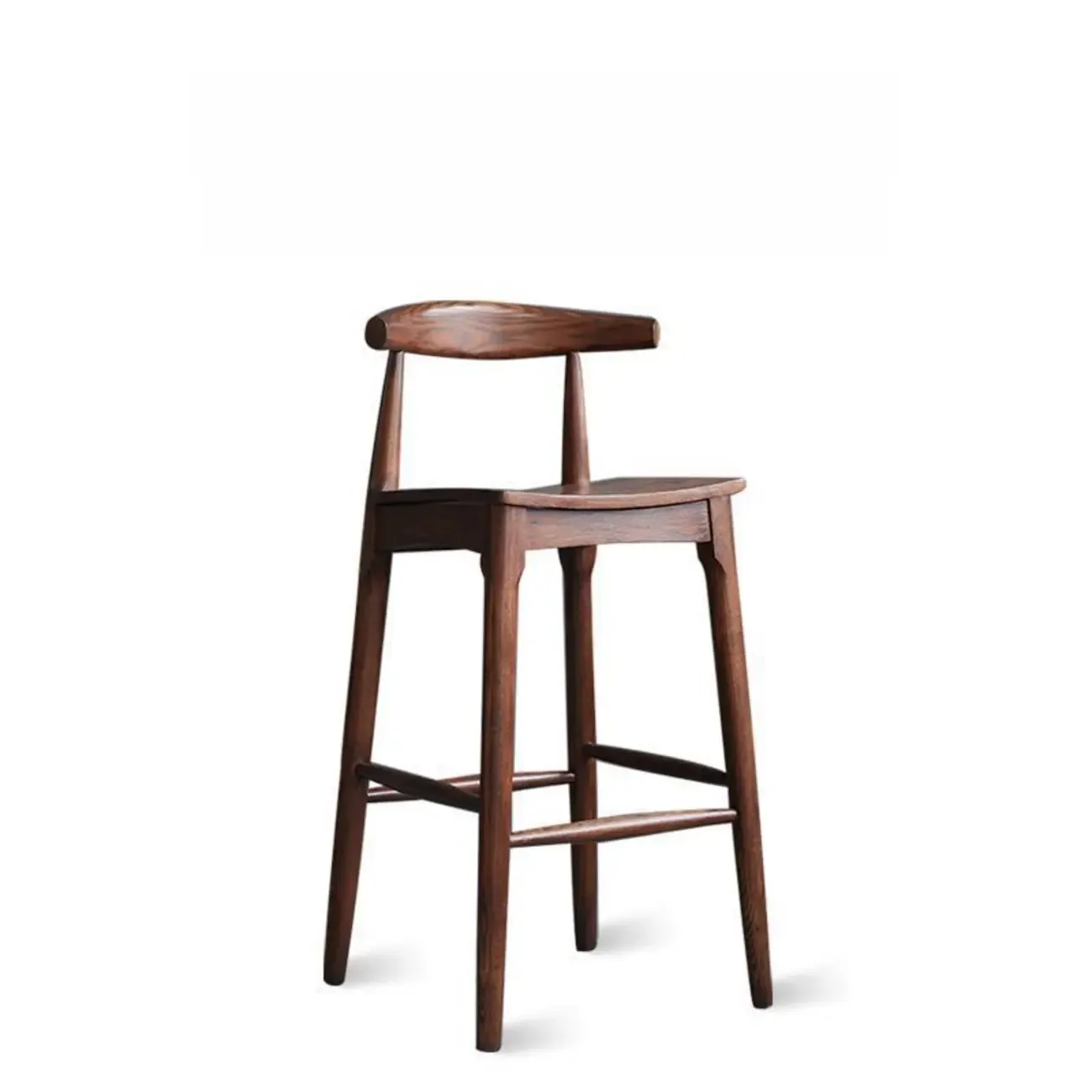 Rustic Wooden Bar Stool with Ergonomic Design Image - 5