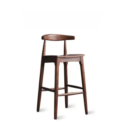 Rustic Wooden Bar Stool with Ergonomic Design Image - 5