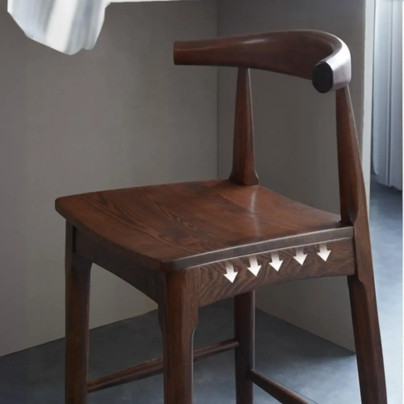 Rustic Wooden Bar Stool with Ergonomic Design Image - 7