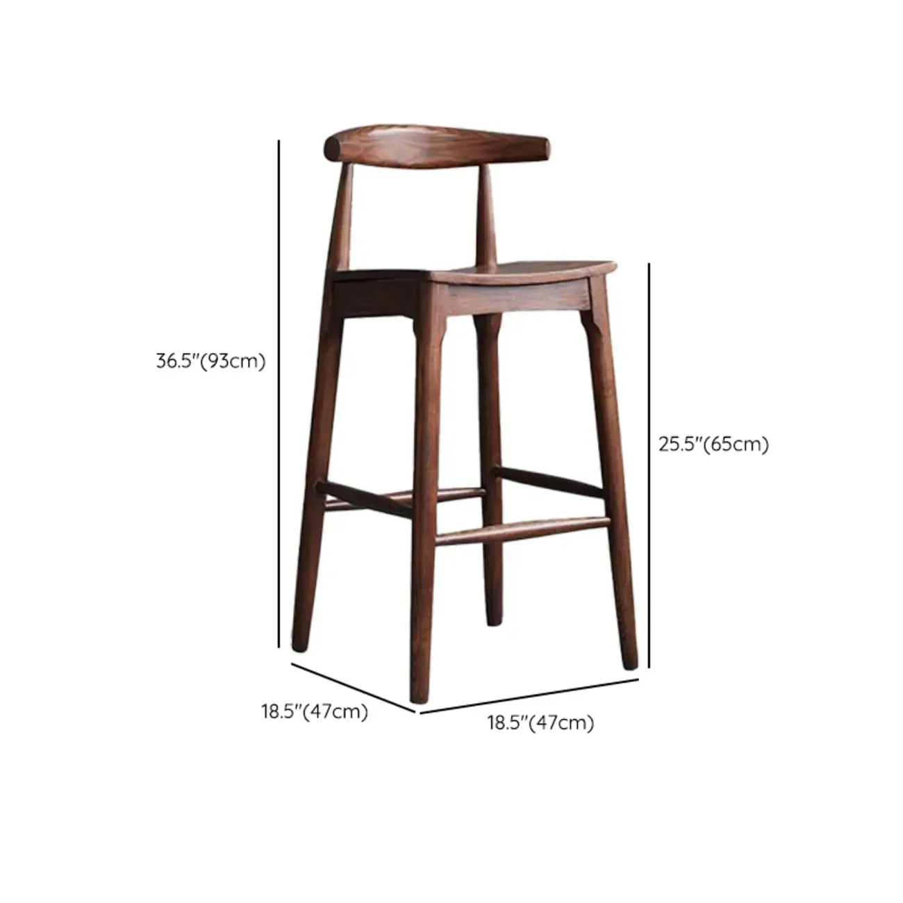 Rustic Wooden Bar Stool with Ergonomic Design #size