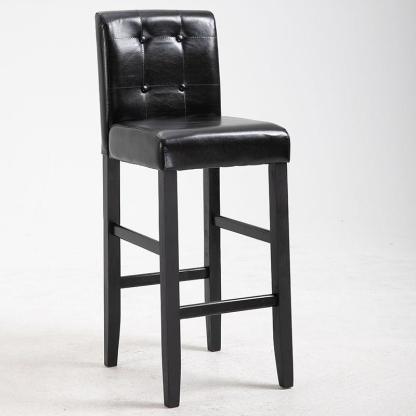Traditional Wood Leather Upholstered Bar Height Stool