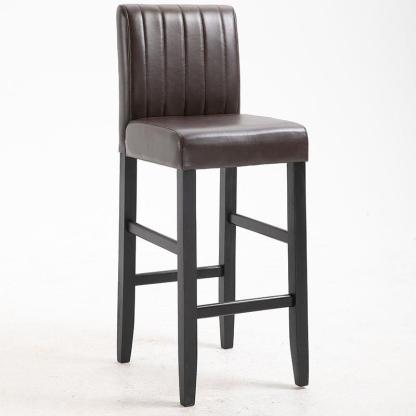 Traditional Wood Leather Upholstered Bar Height Stool
