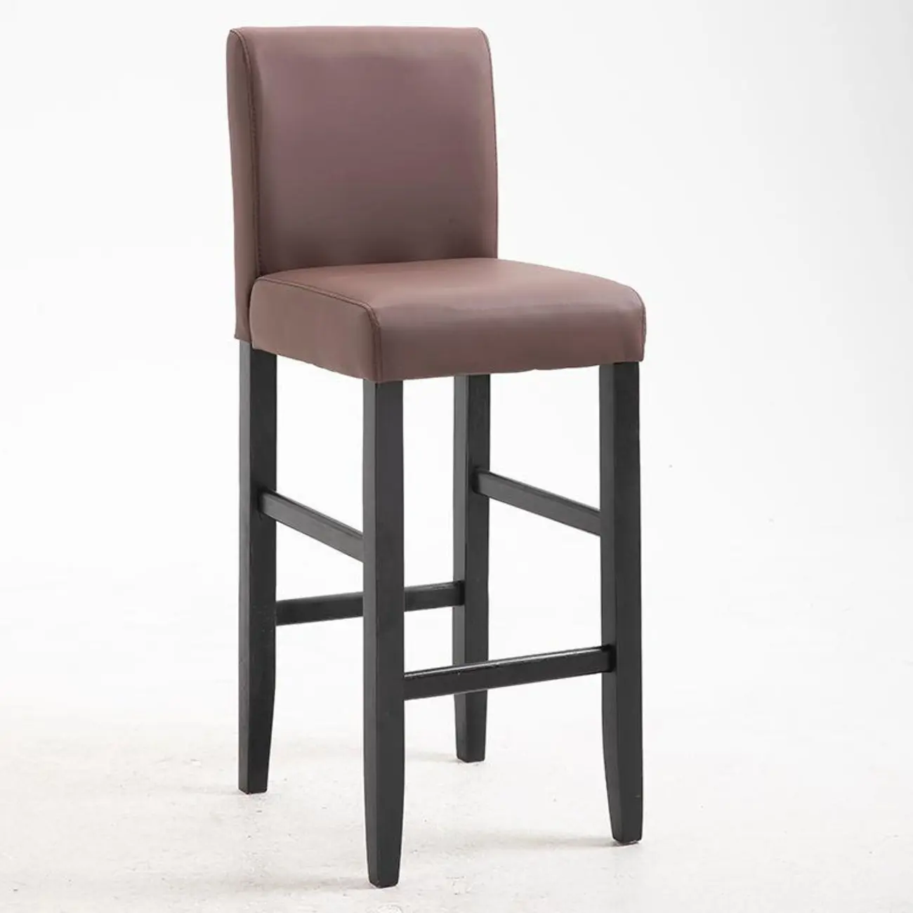 Traditional Square Espresso Wood Leather Upholstered Bar Stool Image - 15 | homeyfad
