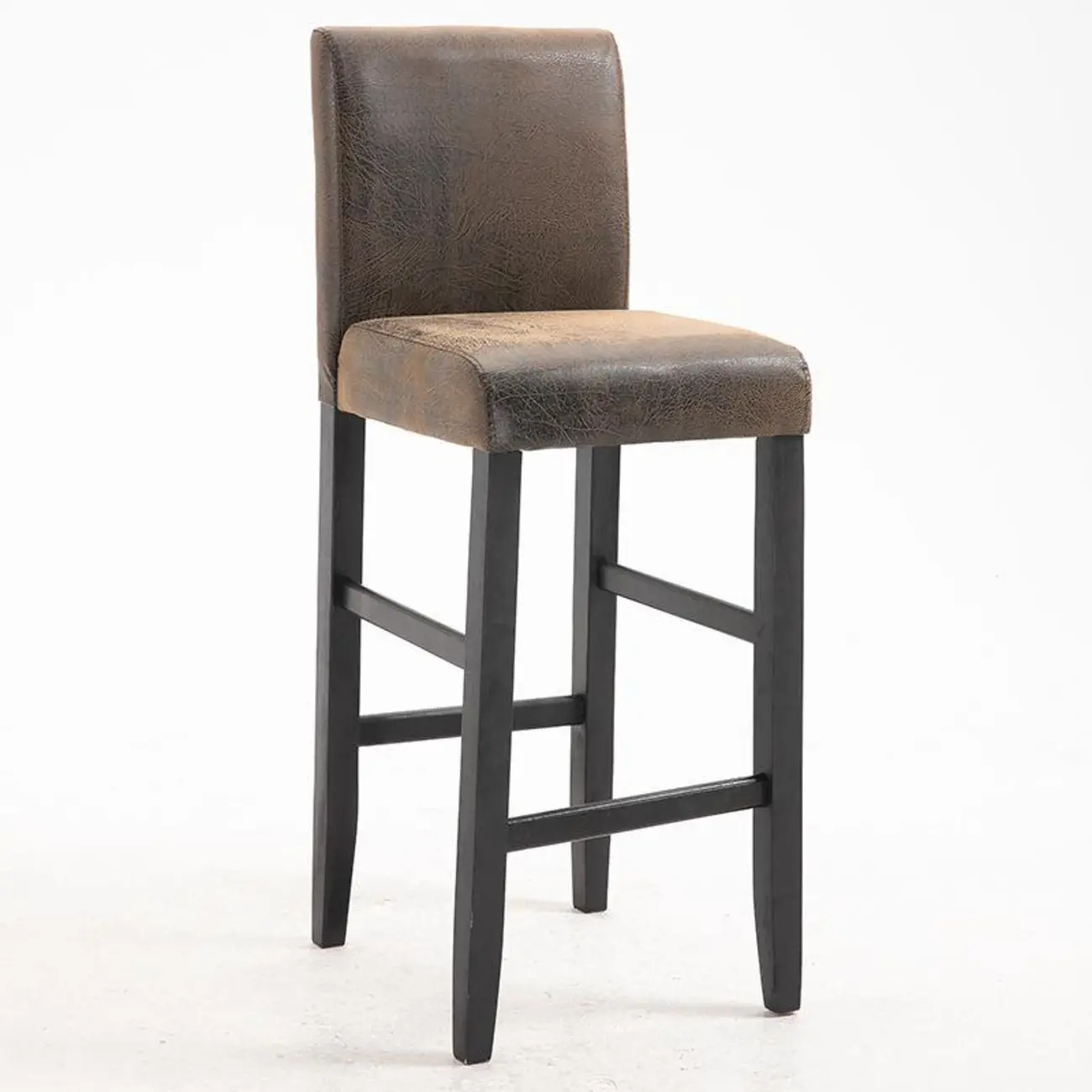 Traditional Square Espresso Wood Leather Upholstered Bar Stool Image - 16 | homeyfad