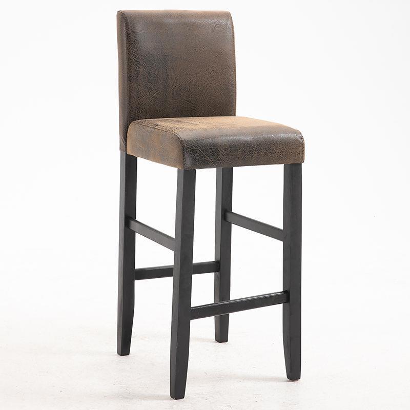 Traditional Wood Leather Upholstered Bar Height Stool