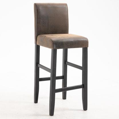 Traditional Wood Leather Upholstered Bar Height Stool